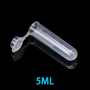 Centrifuge test tube plastic scale and lid round bottom transparent test tube laboratory supplies culture tube 2/5/7/10ml