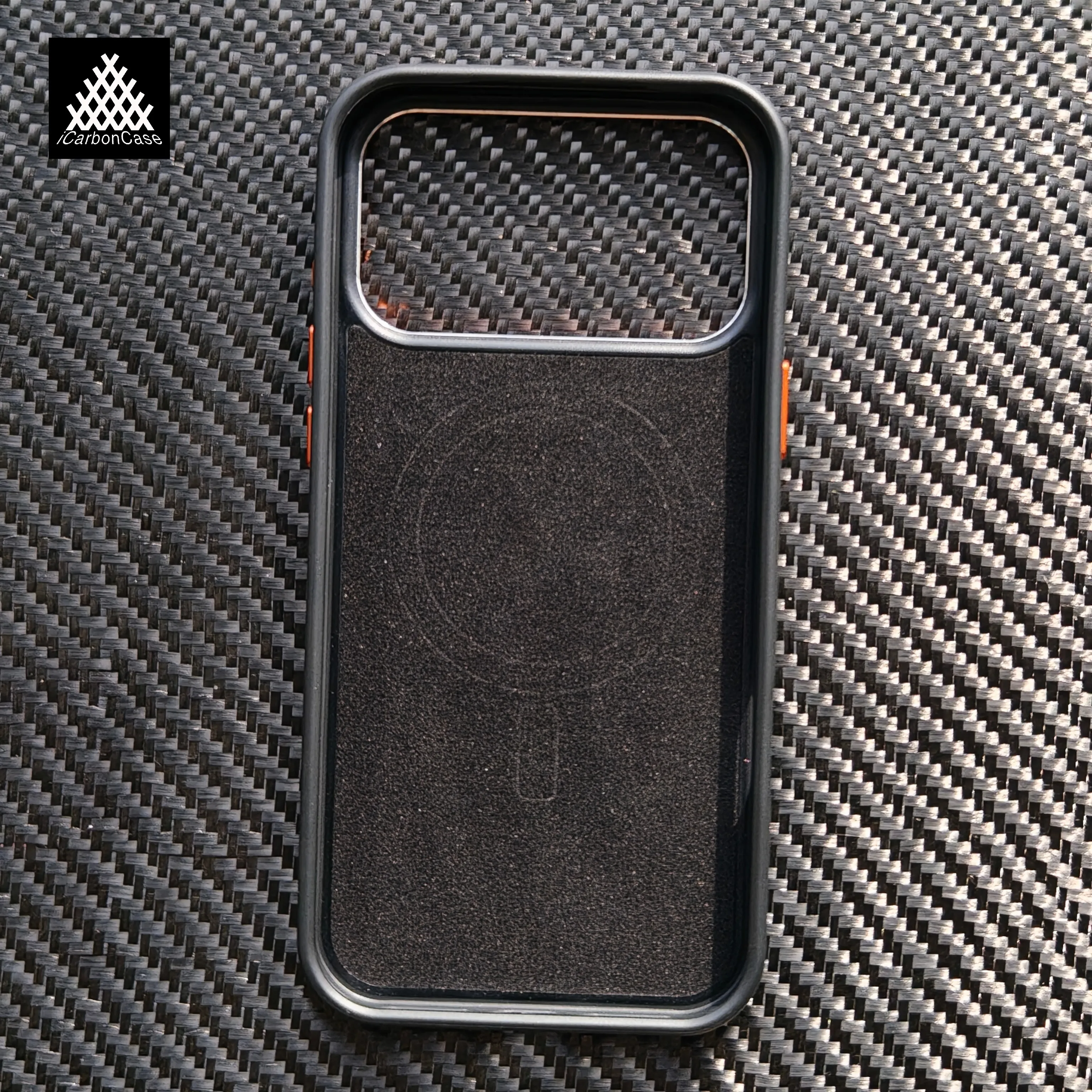 For iPhone 17 Pro Max 17Pro Orange Metal Carema Frame /Buttons Magnetic Charging Real Forged Carbon Fiber Magsafe Phone Case