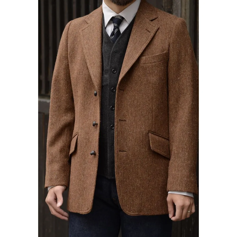 

Men's Jacket Casual Suit Jackets Vintage Herringbone Fabric Single-Breasted Men's Social Coat Business Style Urban Blazers Man