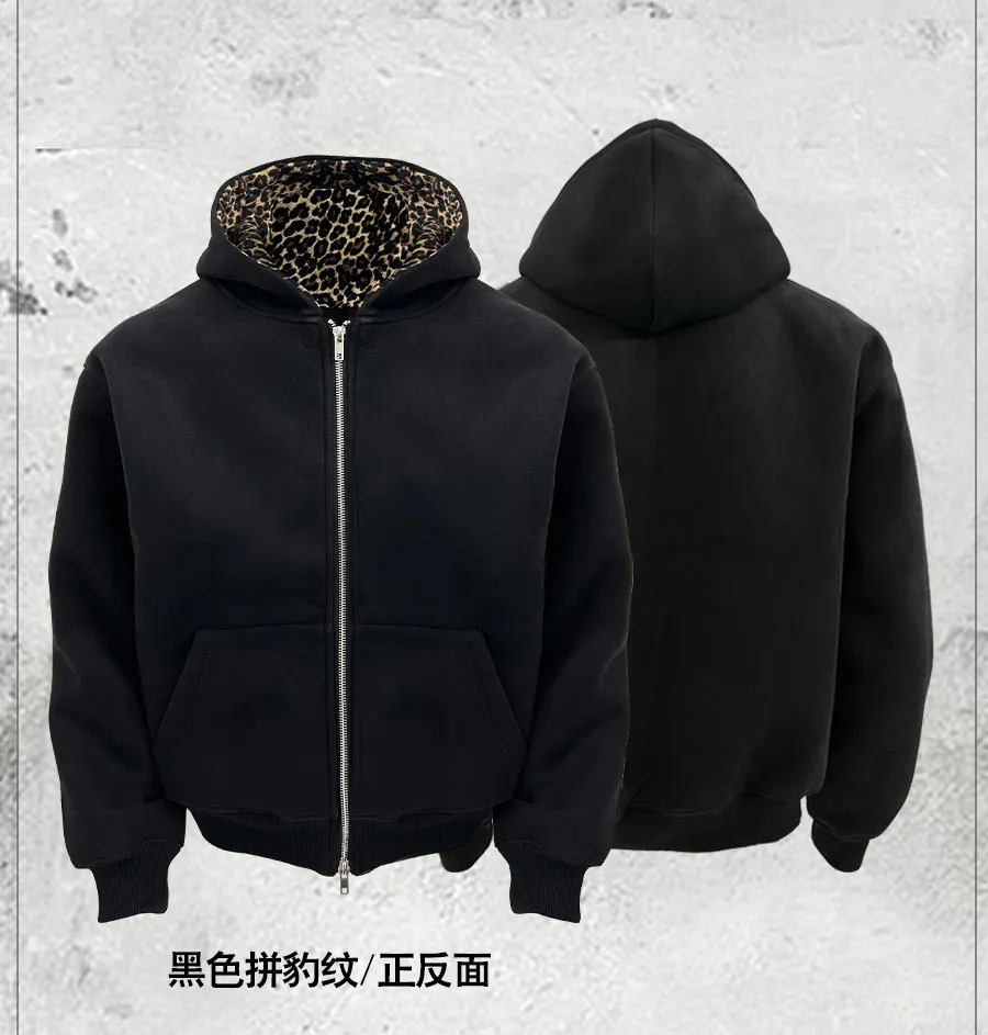 الاتجاه الأمريكي الموضة مقنعين البلوز أنيق فضفاض عادية زيبر الخريف سترة سميكة #6