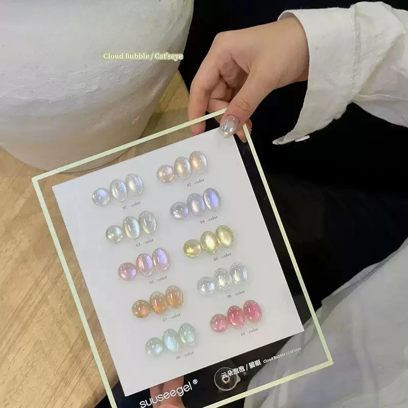 10Colors Translucent Color Cat Magnetic Nail Gel Polish Pink Gold Soak Off UV/LED Gel Varnishes Nail Supplies for Manicure DIY