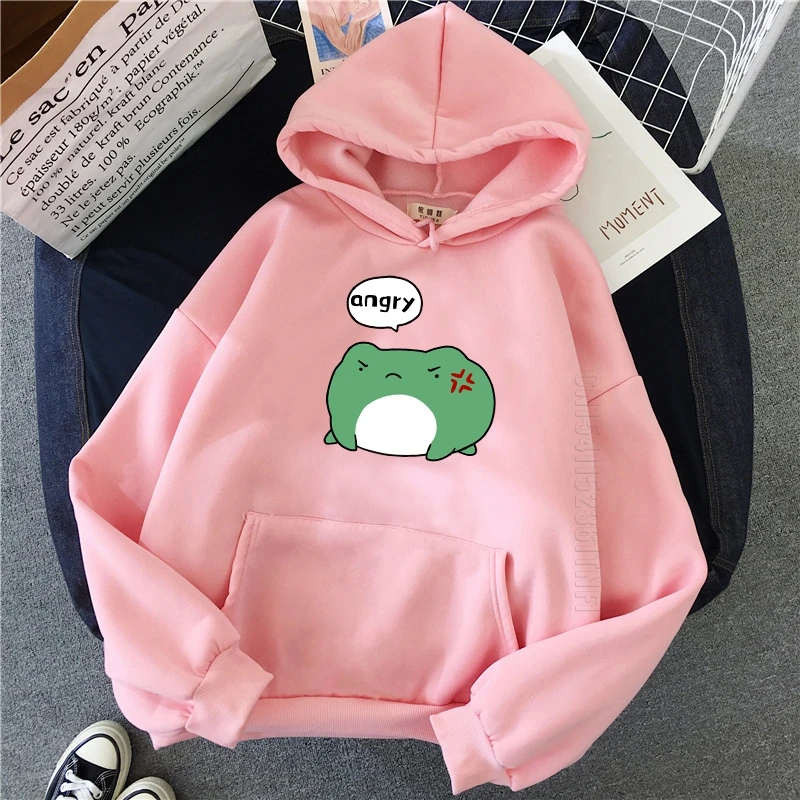 

Angry Frog Hoodies Oversized Men Streetwear Clothes For Teens Daily Casual Cartoon Plus Size Hoodies Harajuku Warm Unisex