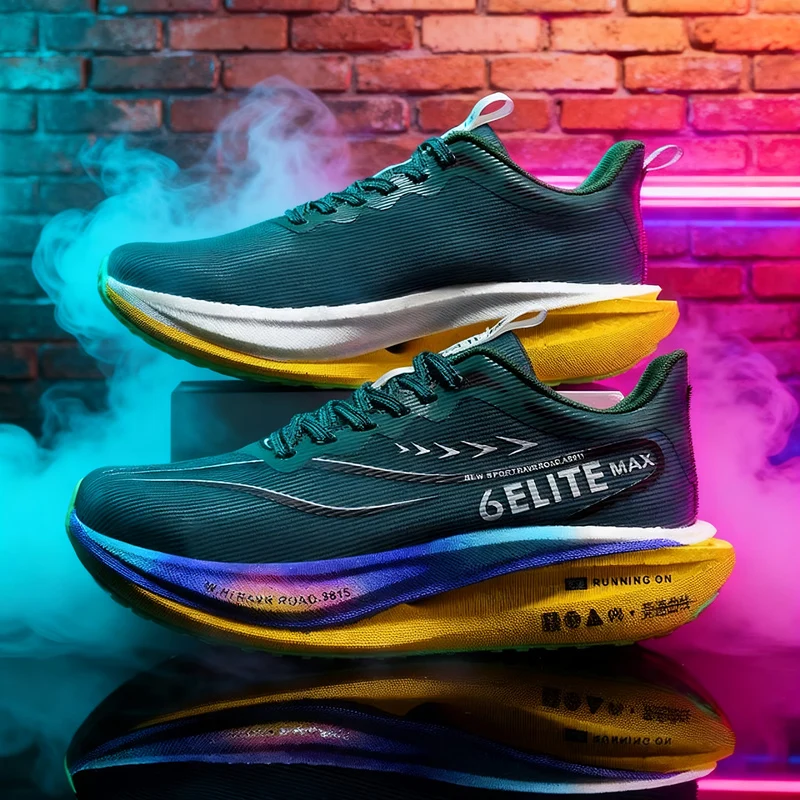 وسادة هوائية لوحة الكربون احذية الجري الركض ماراثون الرجال الرياضة تنفس خفيفة الوزن مريحة عدم الانزلاق أحذية رياضية كاجوال