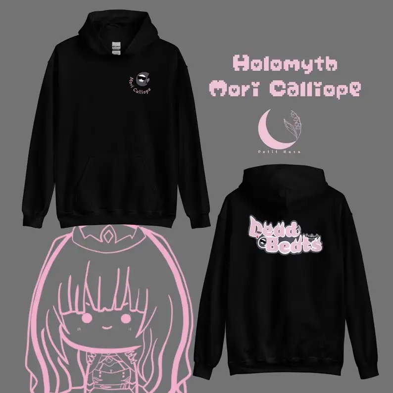 Hololive Mori Calliope Dead beats Pink Version Fan made Unisex Hoodie