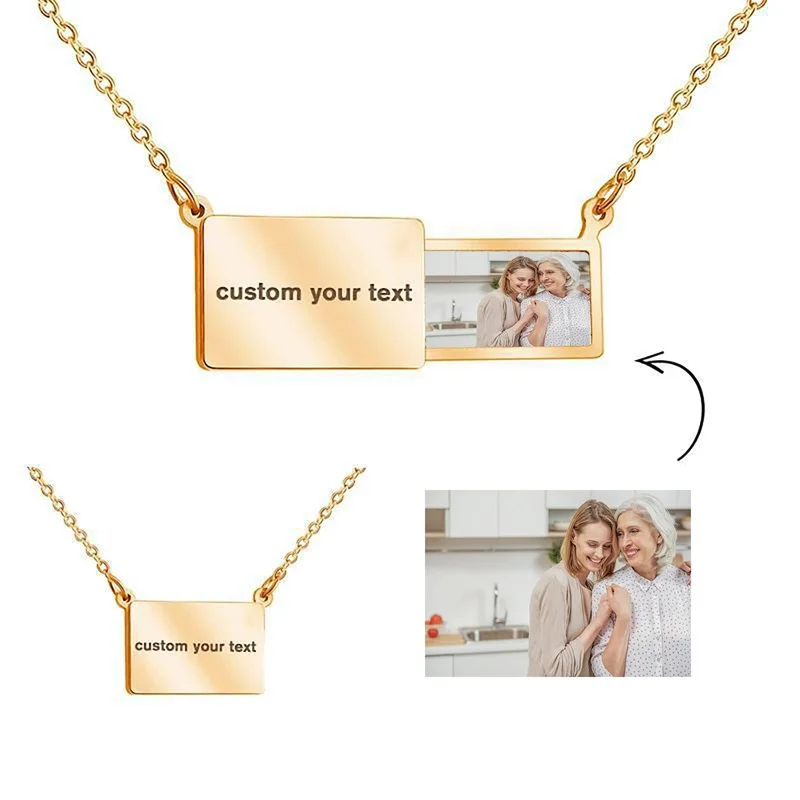 

Personalized Text Photo Envelope Locket Necklace Custom Photo Locket Pendant Necklace Pull-Out Photo Envelope Necklace for Women