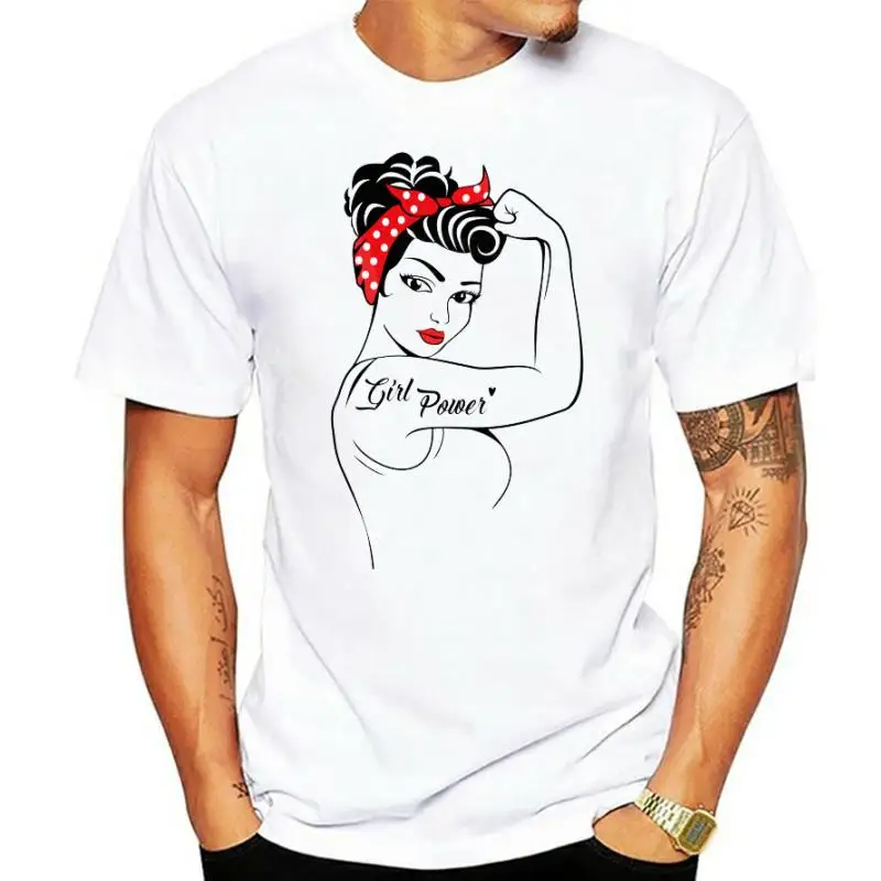 Rosie The Riveter Girls Power Tshirt Grl Pwr Feminist 100% Cotton Summer Short Sleeve Shirt Gift for Her