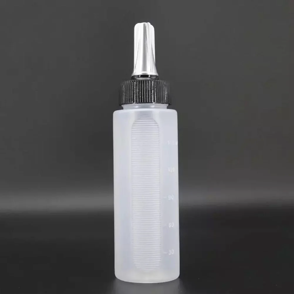 Bouteille d'échelle de coiffure Durable, 2 pièces, applicateur de rinçage de mesure Anti-fuite Portable pour Salon de coiffure, usage domestique Transparent