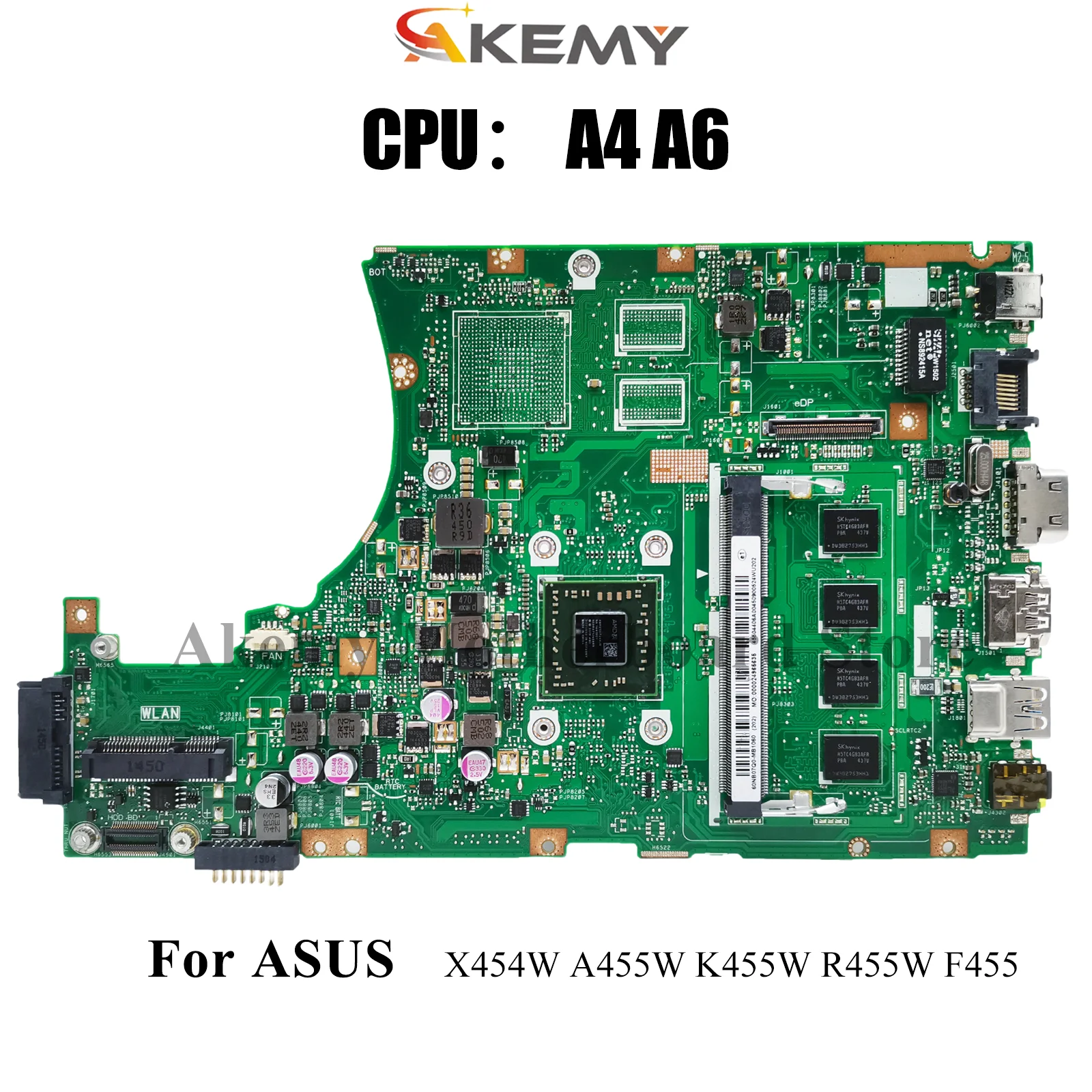 

X455WA Материнская плата для ноутбука ASUS VivoBook X455WE K455W A455W X455W X455WA R455W X454W F455W Материнская плата с процессором A4 A6 тест в порядке