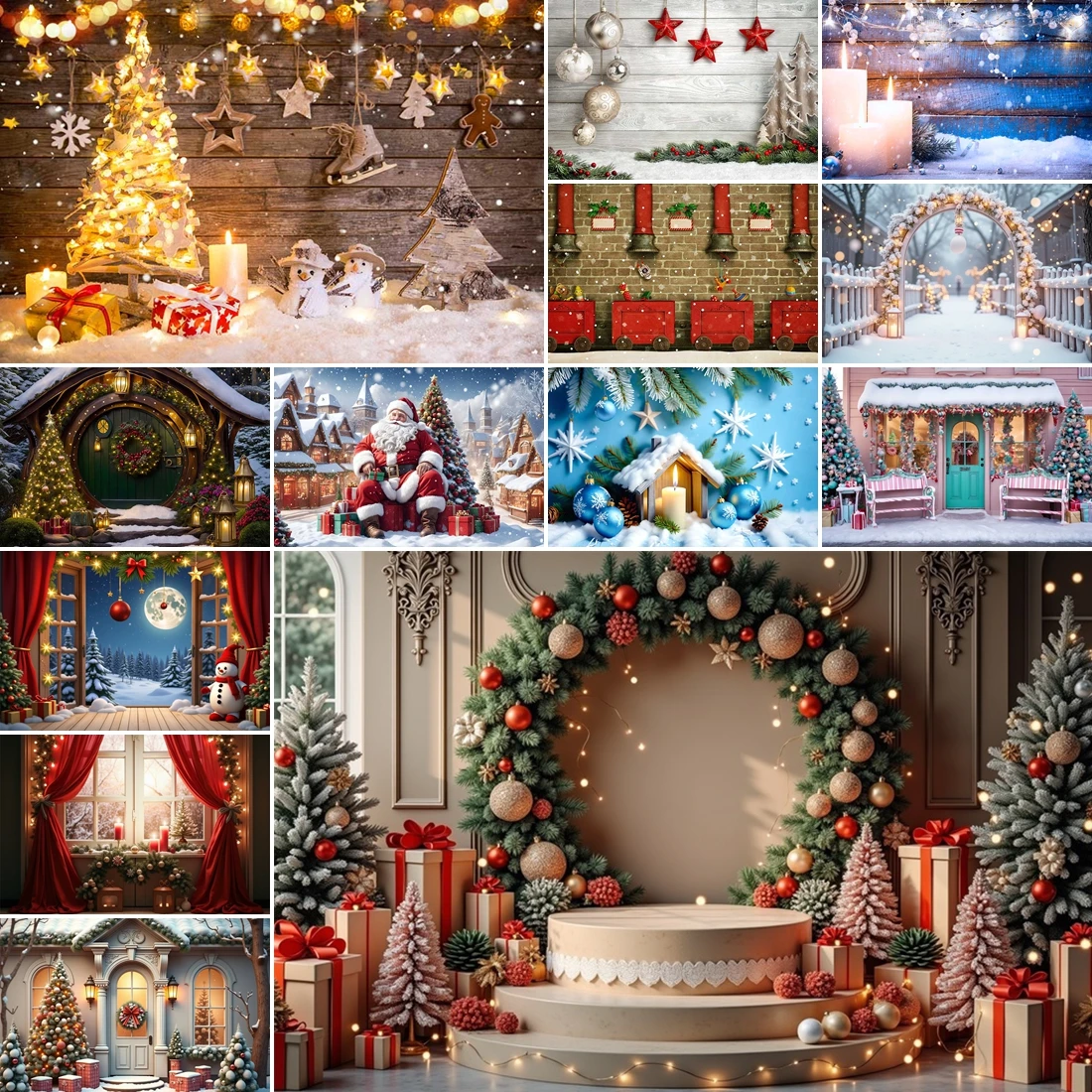 

MOON.QG Christmas Decorations Photography Backdrops Candle Gifts Xmas Trees Backgrounds Props Baby Photo Shooting Accessories