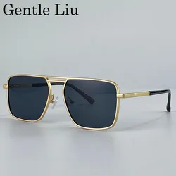 Oversized Square Punk Sunglasses Men 2026 Luxury Brand Retro Double Beam Sun Glasses For Male Steampunk Driving Eyewear UV400