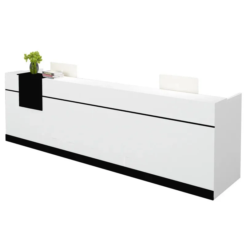 2026 Modern Front Desk Barbershop Reception Counter 2 Seat I Shape Office Partition Front Desk for Checkout and Retail Front Cou
