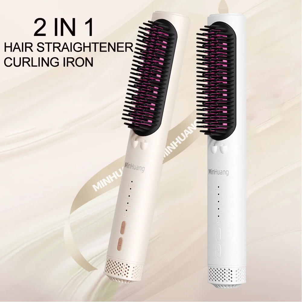 

New Hair Straightener Ceramic Hot Comb 2 in 1 Electric Straighten Hair Brush Negative Ion Anti-scalding Straight Styling Tool