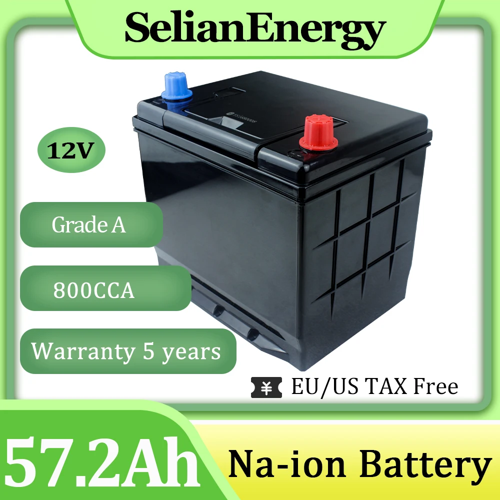 12V Sodium Powersports Battery 12V 57.2Ah 800CCA Built in BMS Start Battery for Motorcycle ATVs  UTVs Scooters Snowmobiles