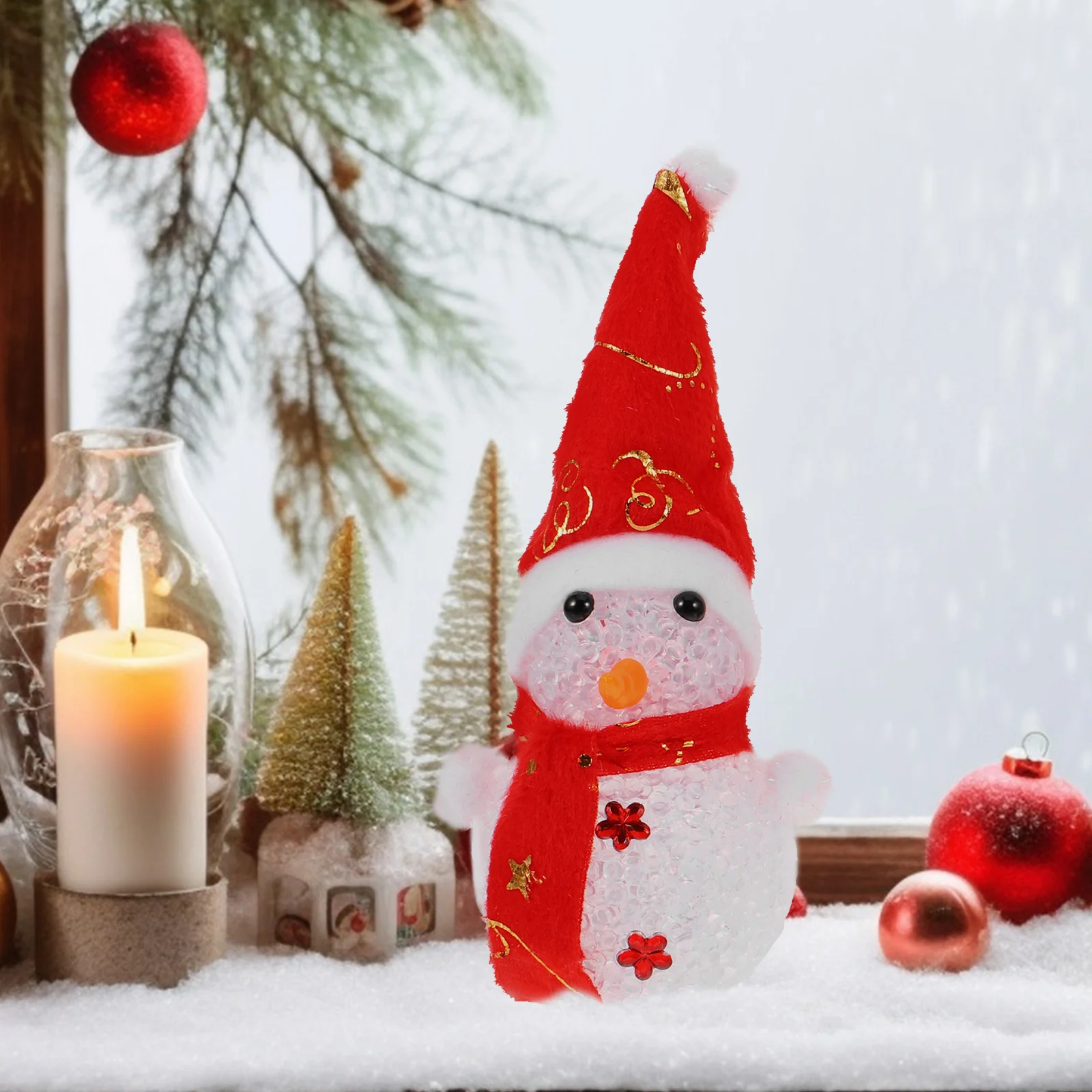 

2PCS Christmas Snowman Night Light LED Toys PVC Crystal Xmas Gifts Kids Family Home Office Bar Hotel Desktop Lamps Small Night