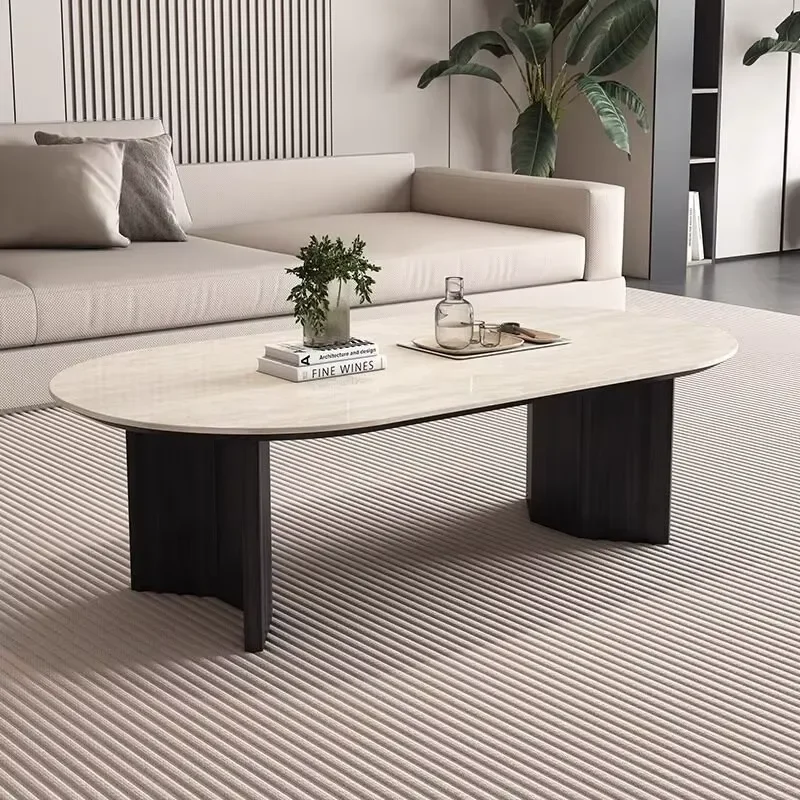 French Vintage-style Traditional Solid Wood Eco-Friendly Durable Coffee Table Living Room Stone Slab Suitable Home Use