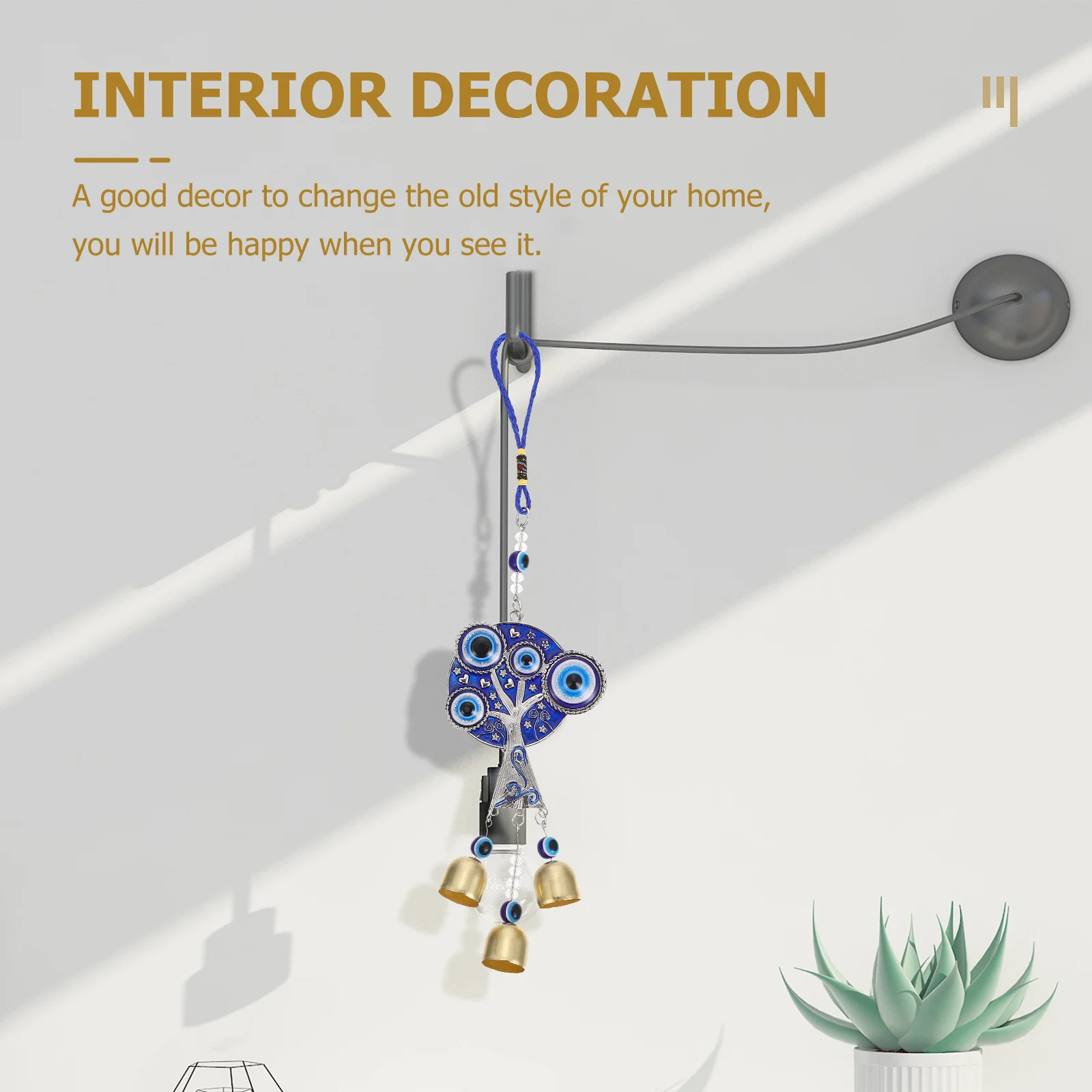 

Blue Evil Eye Wind Chime Hanging Pendant Premium Alloy Life Tree Design Wind Bell for Home Garden Balcony Decoration Outdoor
