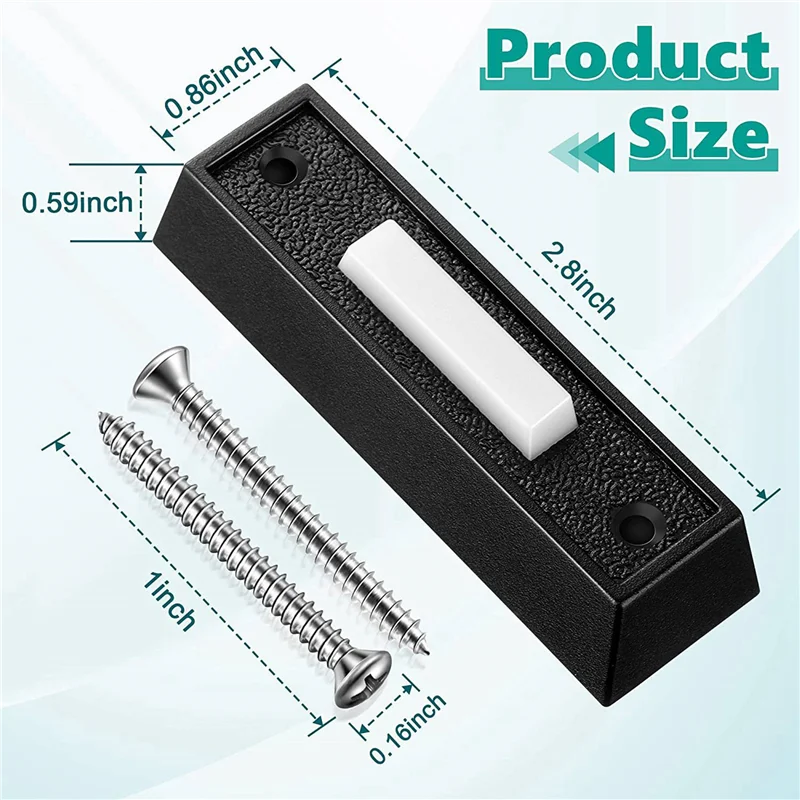 2PCS Wired Doorbell Button With LED Light, Replacement Of Doorbell Ring Button, Wall Mounted Door Opener Switch-A74Z