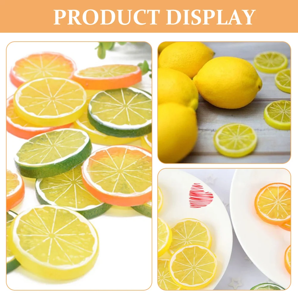 

6pcs Artificial Lemon Slices PVC Faux Fruit Decor Realistic Fake Lemon Slices Fake Model Photography Props Home Cafe