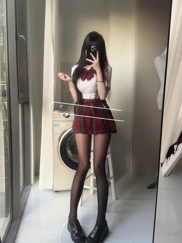 

Summer ort Sve orm Set with Milk Flavored Cherry Original JK Red id Skirt f Skirt Women's Sle from China