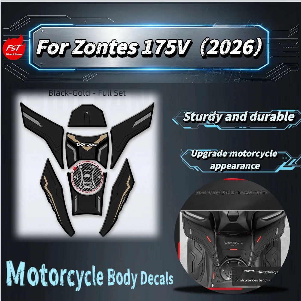 For ZONTES 175V 2026 Fuel Tank Rubber Decal Sunproof Anti‑Scratch Wear‑Resistant Motorcycle Sticker Mod Accessories