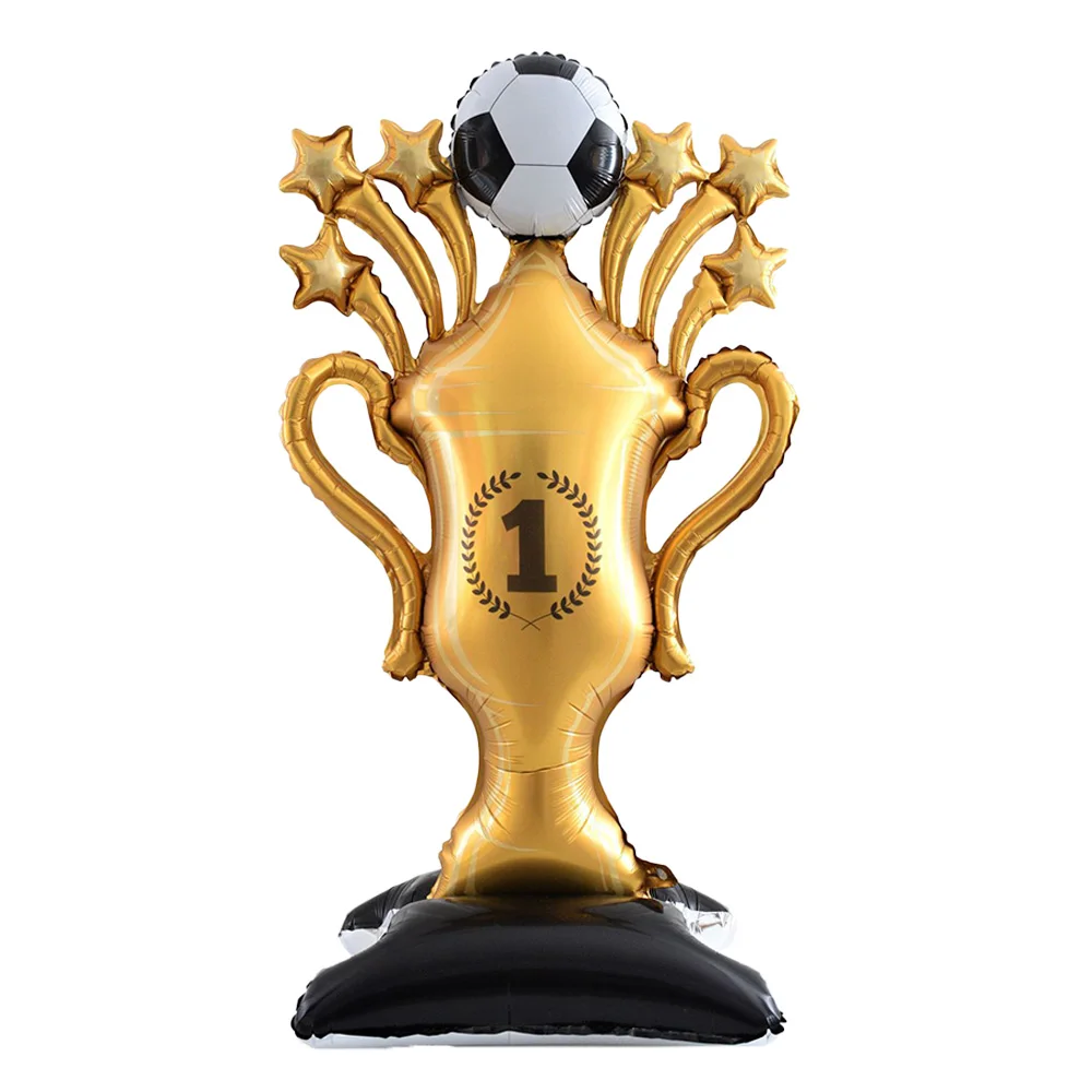 1-Pack of 59inch Standing Football Trophy Aluminum Foil Balloons, Suitable for Sports, World Cup, Football World Cup Parties, Themed Birthday Parties, Football Birthday Party Decorations