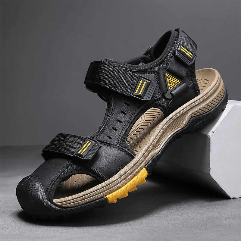 

Summer New High Quality Men Sandals Mesh Outdoor Leisure Non-slip Rubber Soft Bottom Elastic Band Hiking Exploration Comfortable