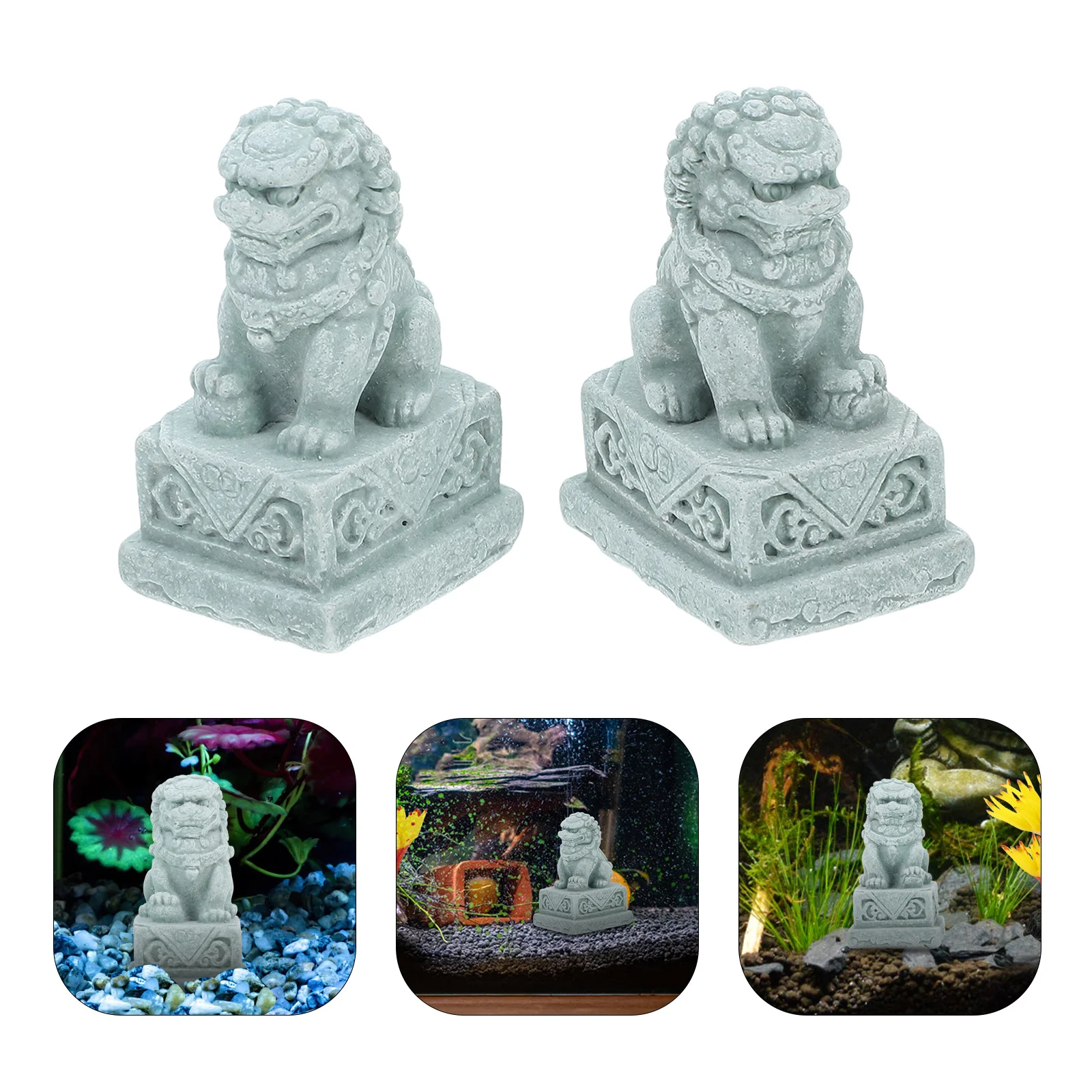 

2Pcs Fish Tank Landscaping Ornament Resin Stone Lion Adornment Aquarium Landscape Lion Decor Decorative Resin Aquarium Tank