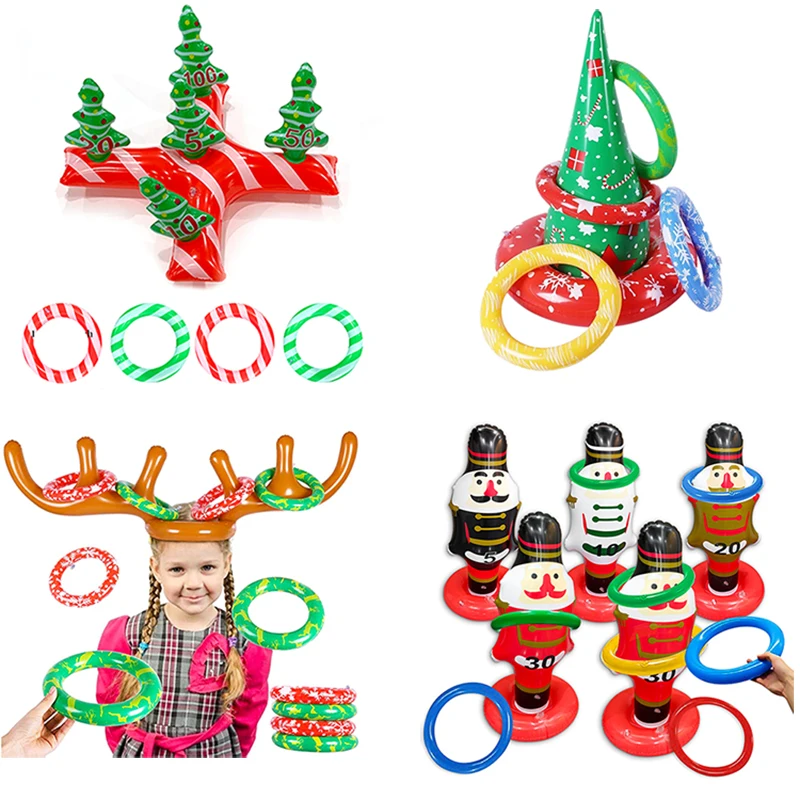 Weihnachten aufblasbare Rentier Geweih Hut Ring Werfen Spiel Weihnachten Hut Party Kinder Geschenk Spielzeug 2024, Neujahr Weihnachten Dekor liefert