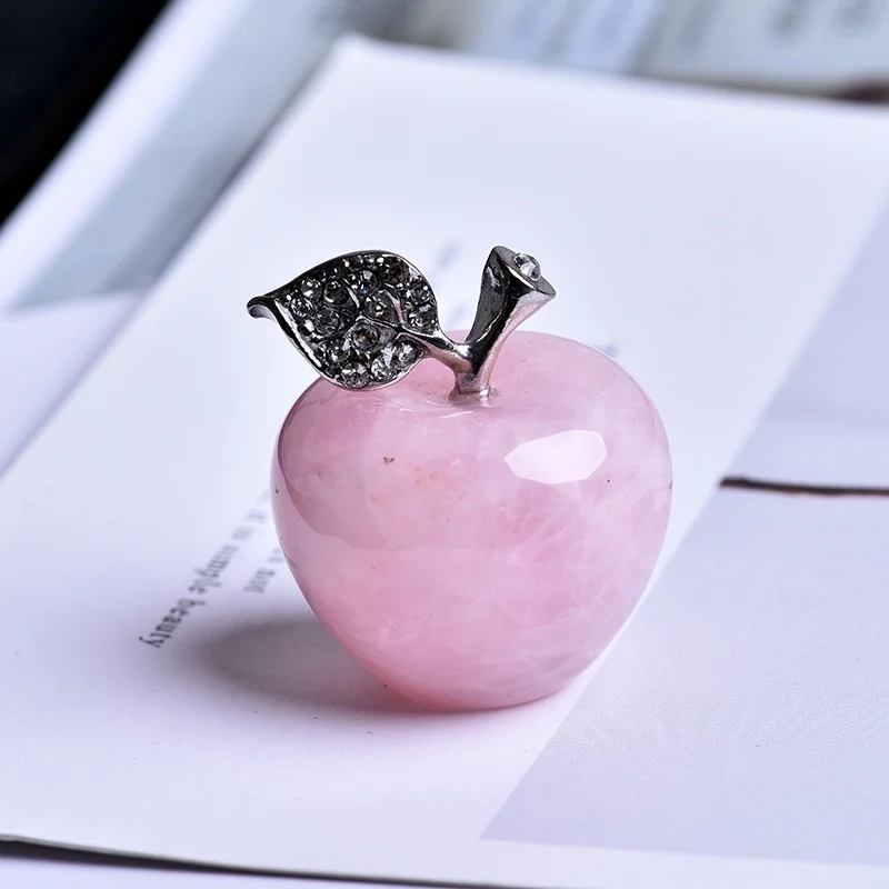 1PC Natural Rose Quartz Pink Apple Can Be Used for Couple Decorations Home Decoration Study Room Decoration DIY Gift view 3
