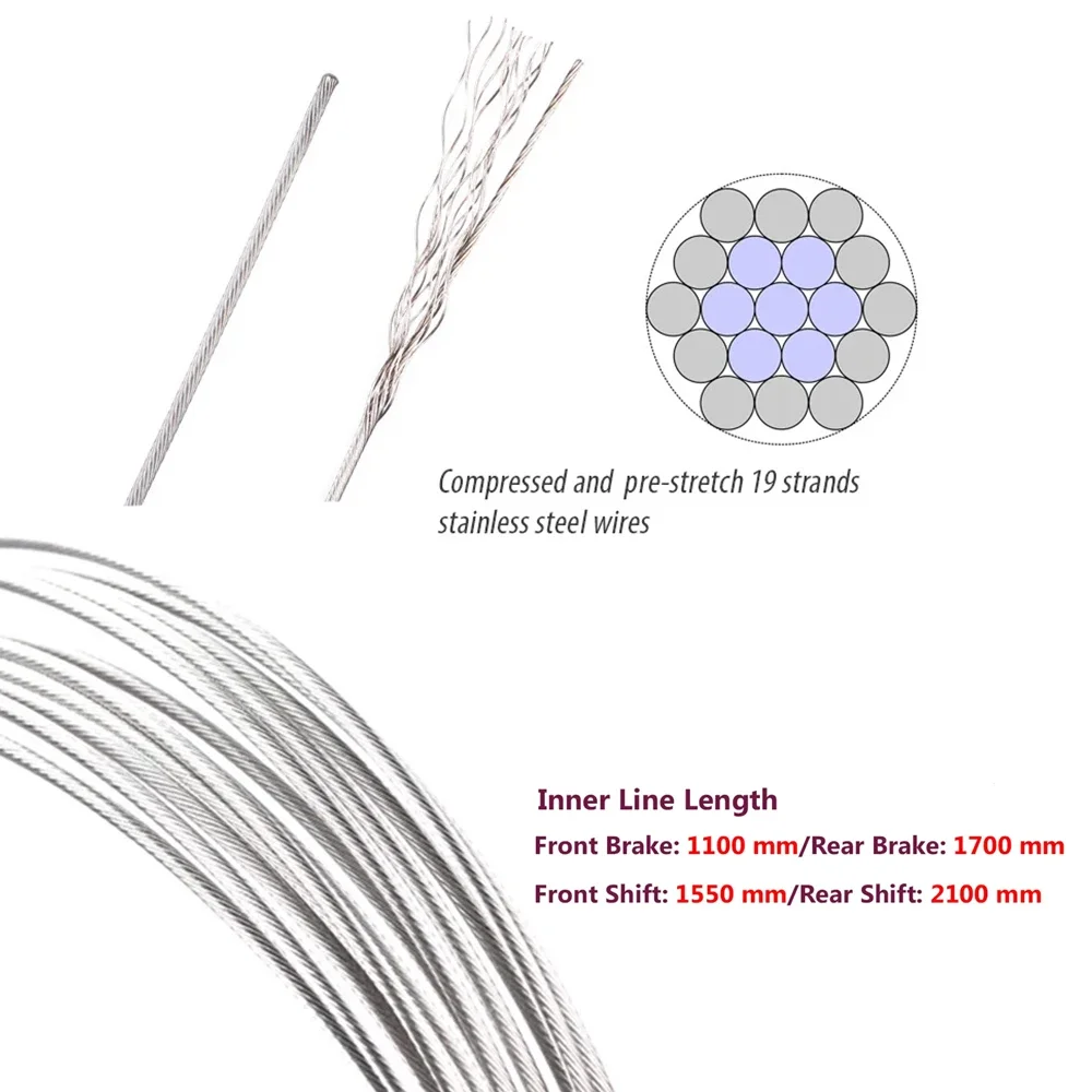 A1 freio cabos para mountain bike, aço inoxidável, mudança de cabo, desviador interno acessórios