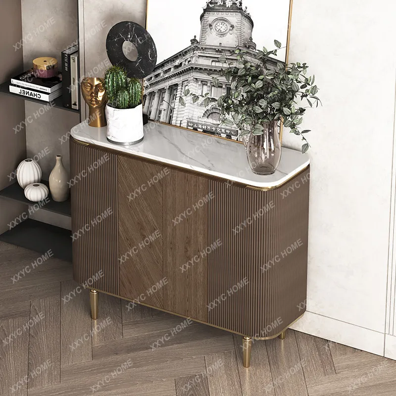 Light luxury door cabinet Modern simple entry foyer Home living room Small apartment High-grade rock slab dining side cabinet