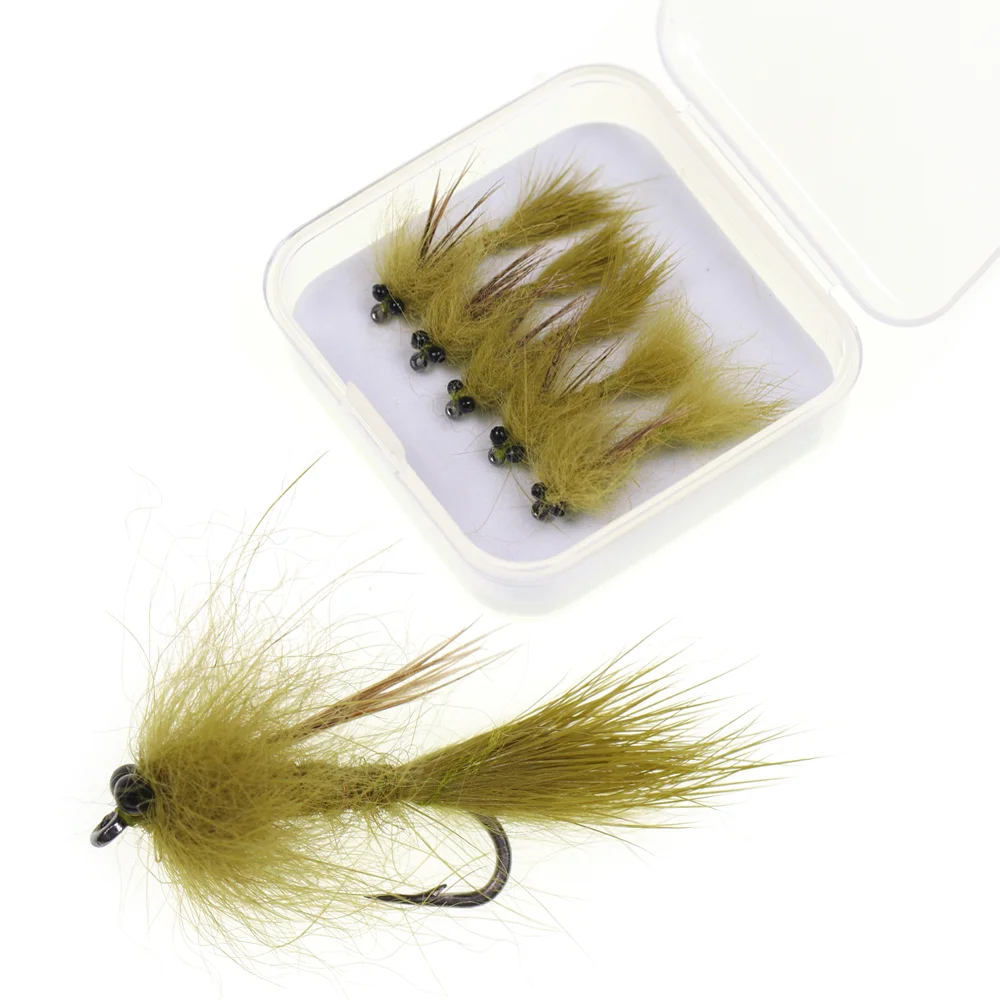 5pcs/box #10 Realistic Dragonfly Hare's Ear Wet Nymph Artificial Insect Baits Damselfly Fly Fishing Flies Trout Fishing Lures