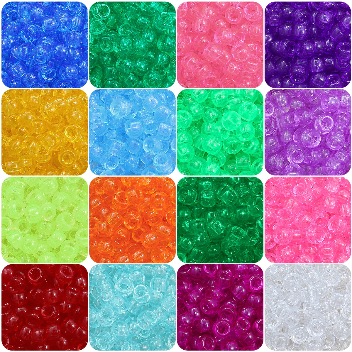 

9x6mm Transparent Acrylic Barrel Beads with 4mm Holes - DIY Jewelry Making (Bracelet/Necklace/Earrings) 100pcs/Pack
