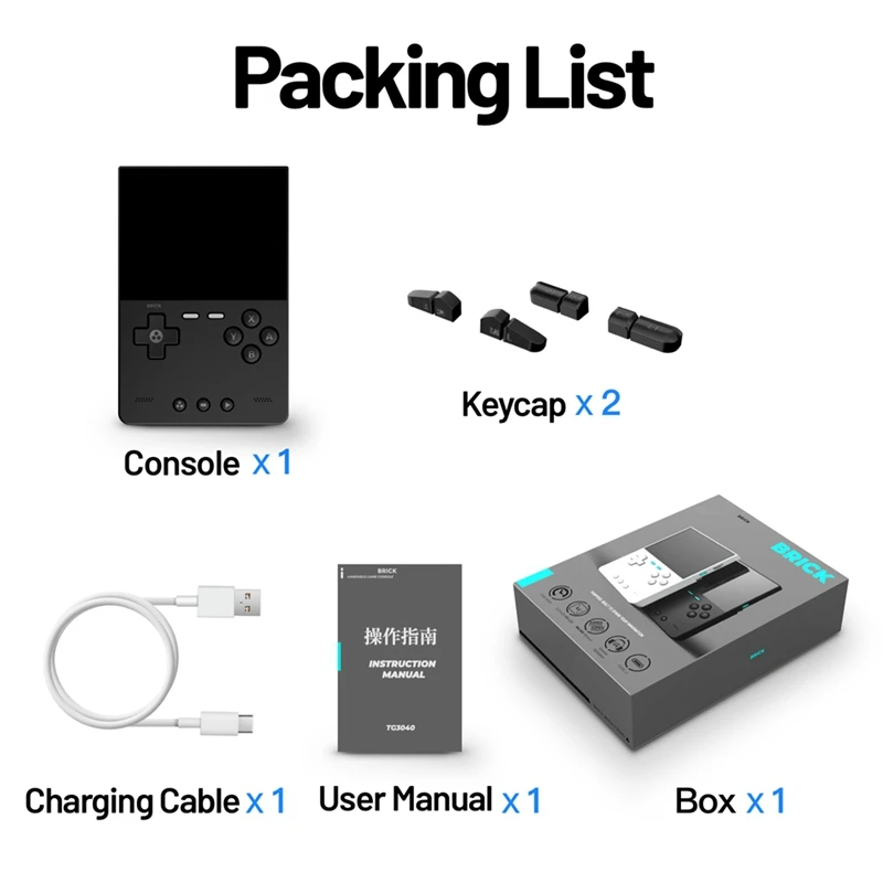 BRICK Handheld Game Console 128GB Portable Linux Video Game Console 3.2Inch 1024X768 IPS Screen Retro Game Controller A