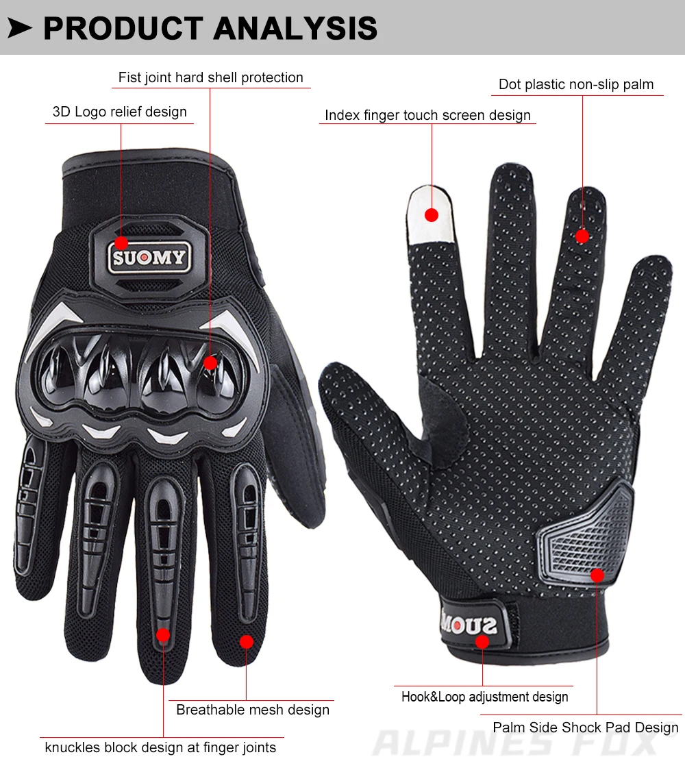 VEMAR Sommer Motorrad Handschuhe Männer Schwarz Voll Finger Touchscreen Radfahren ATV MTB Guantes Moto Luvas Fahrrad Reiten Handschuh Frauen Rot – Detail 22
