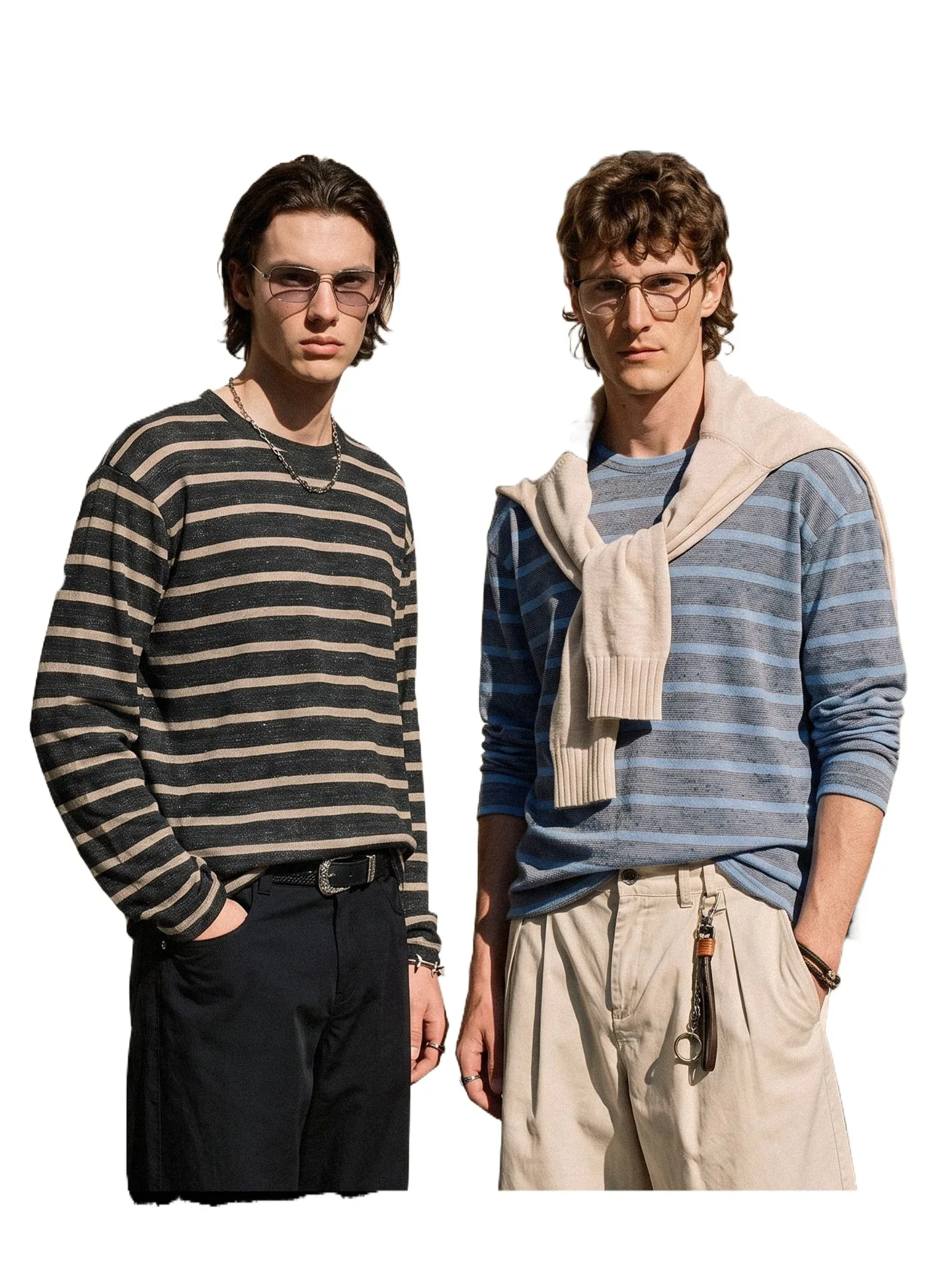 Academic Style Striped Oversized Long‑Sleeve Garment 2026 Autumn Launch Vintage Contrast‑Hued Shirt Relaxed Cleanfit Outfit