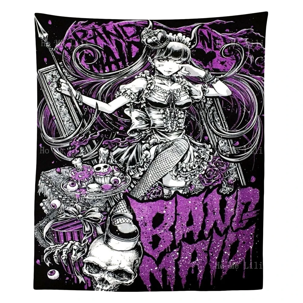 Рок-Группа горничная Мультфильм Череп Черный кот ужас музыкальная группа проводящая из гравировки скелет топор настенный подвесной гобелен