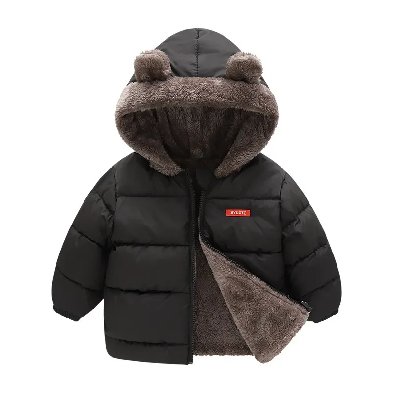 Baby Hooded Cotton Outerwear New Children\'s Thick Fleece Coat Cashmere Padded Jackets Boys Girls Warm Coats 1-5Y