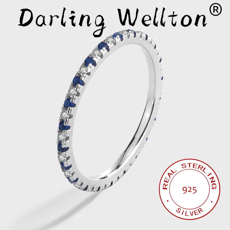 

Simple Four-Prong Sapphire Geometric Full Diamond Couple Ring For Women Authentic Sterling Silver Valentine's Day Gift Jewelry