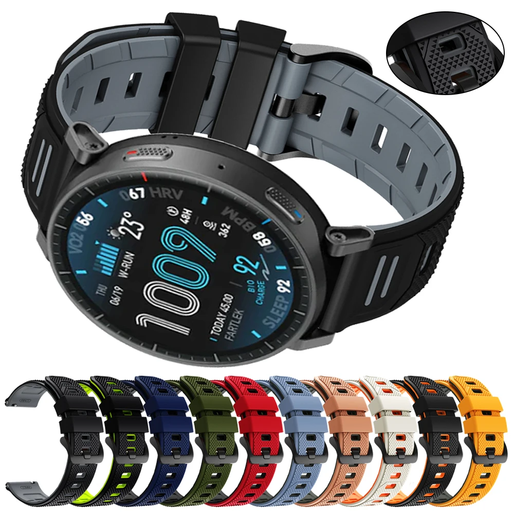 Bracelet de sport en Silicone, 22MM, pour Huami Amazfit Active Max, 48mm, BALANCE 2/BIP 6/5 UNITY/Cheetah Pro/GTR 4 3 2e
