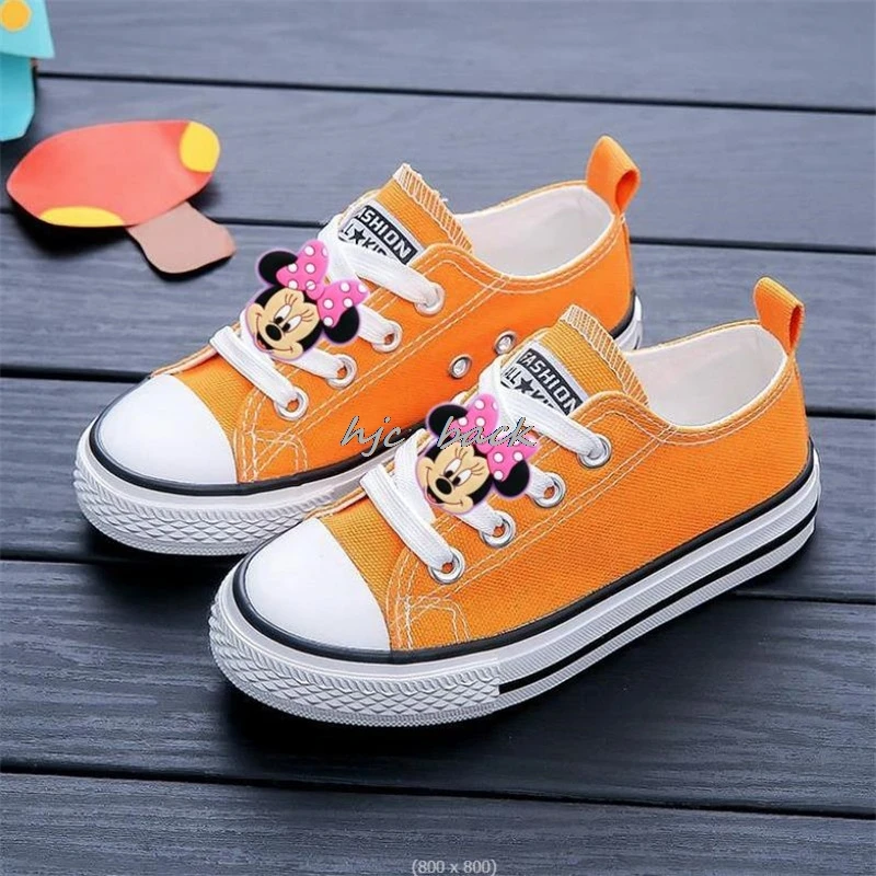 Children Sport Canvas Shoes Mickey Minnie Lace-up Girls Flat Boys Casual Shoes Kids Non-slip Comfort Sneakers Toddlers Tennis