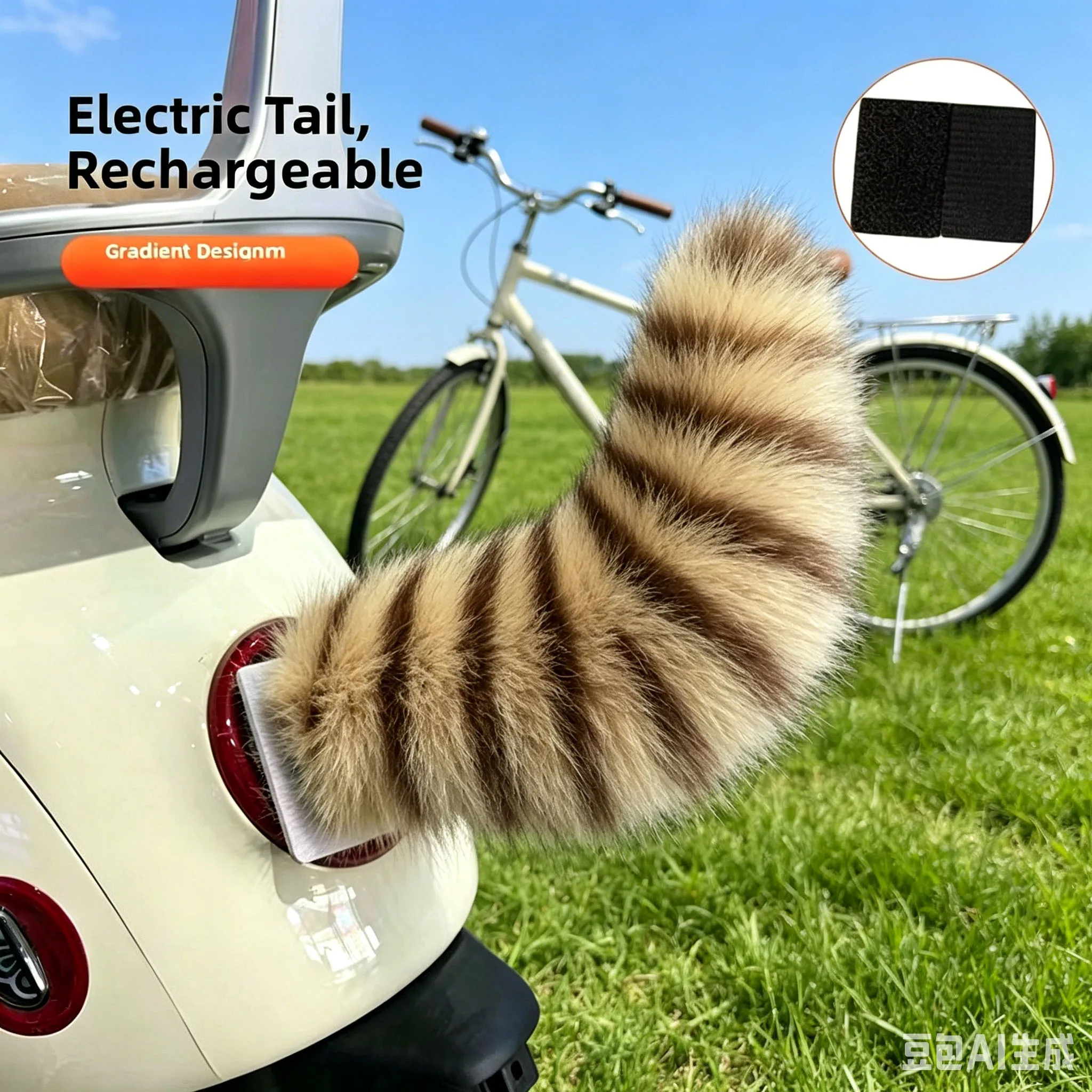 

Remote Control Electric Wagging Plush Tail For E-bike 3 Modes With Voice & Vibration USB Rechargeable Motorcycle Tali Decor