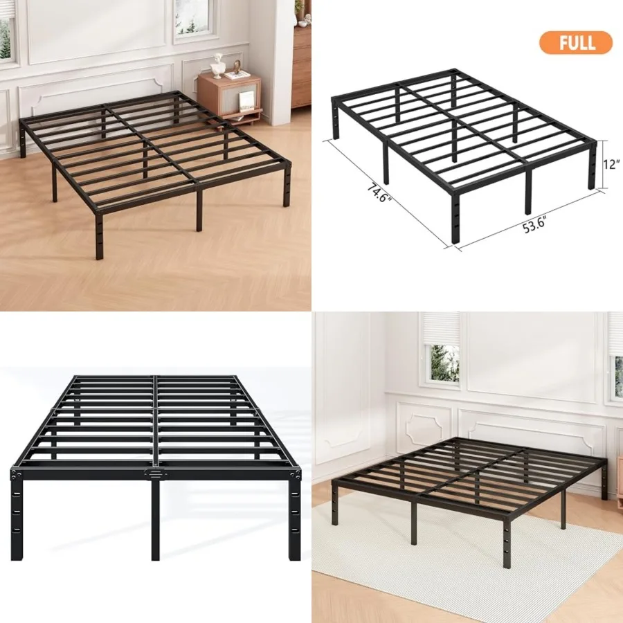 

Bed Frame - Sturdy Metal Platform Size, No Box Sprg Needed, Heavy Duty, Easy Assembly, Strong Bearg Capacity, Under Bed Storage