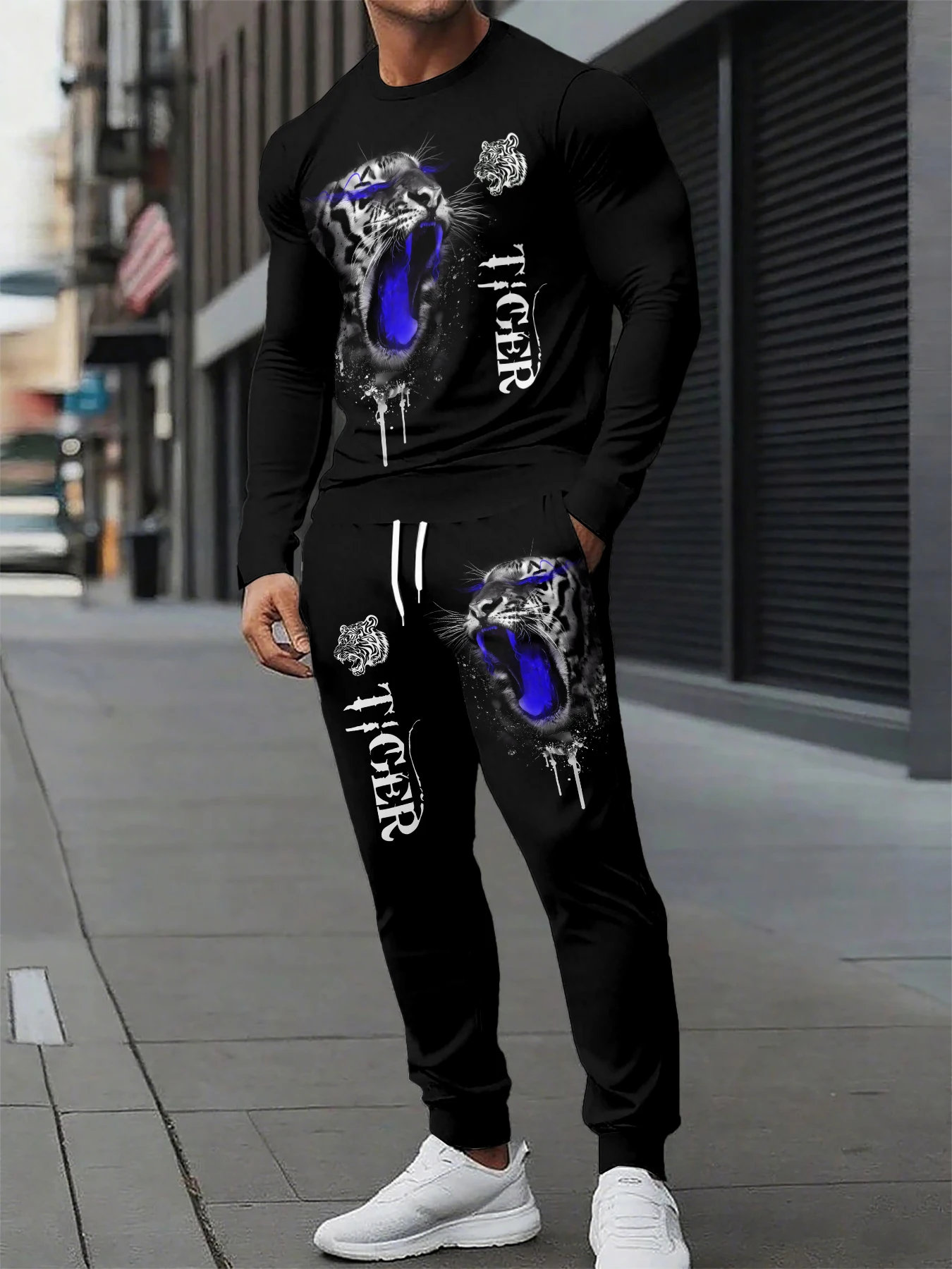 

Tracksuit Men Animal Tiger Printed Pants Suit 2 Pcs Sportwear Mens Tracksuit Set Men's Clothing Designer Clothes Men