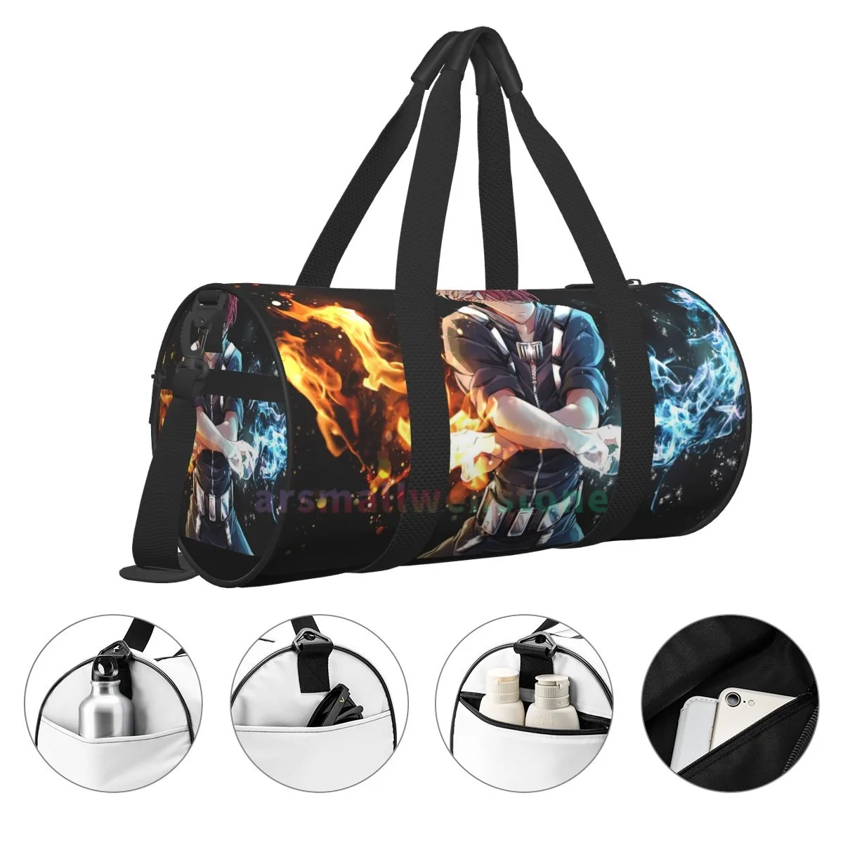 My Hero Academia Round Travel Duffle Bag, Yoga Bag, Workout Durable Backpack, Outdoor Fitness Bags