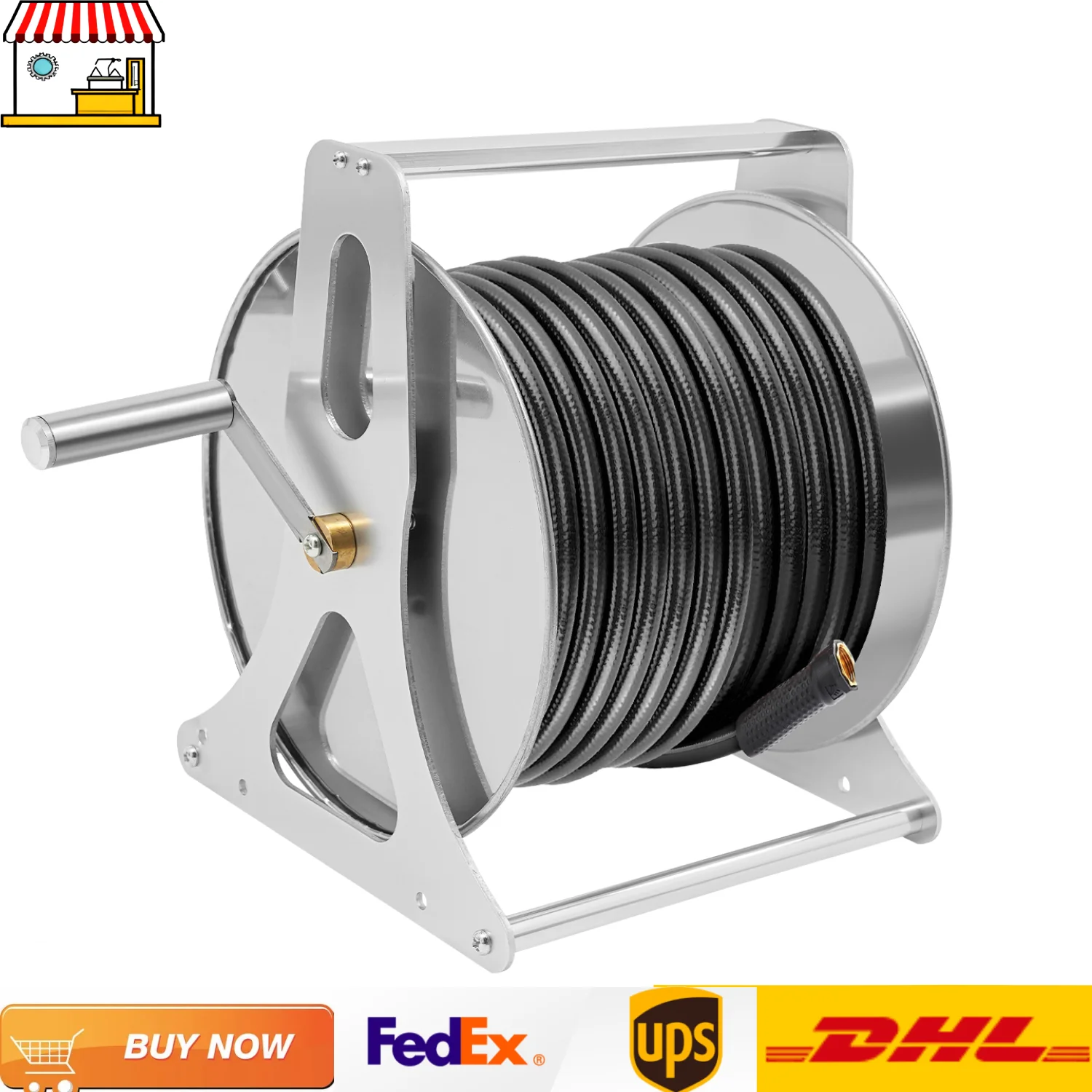 

Stainless Hose Reel| 160ft Floor Standing/Wall Mount Garden Hose Reel Wheel| 20kg Load