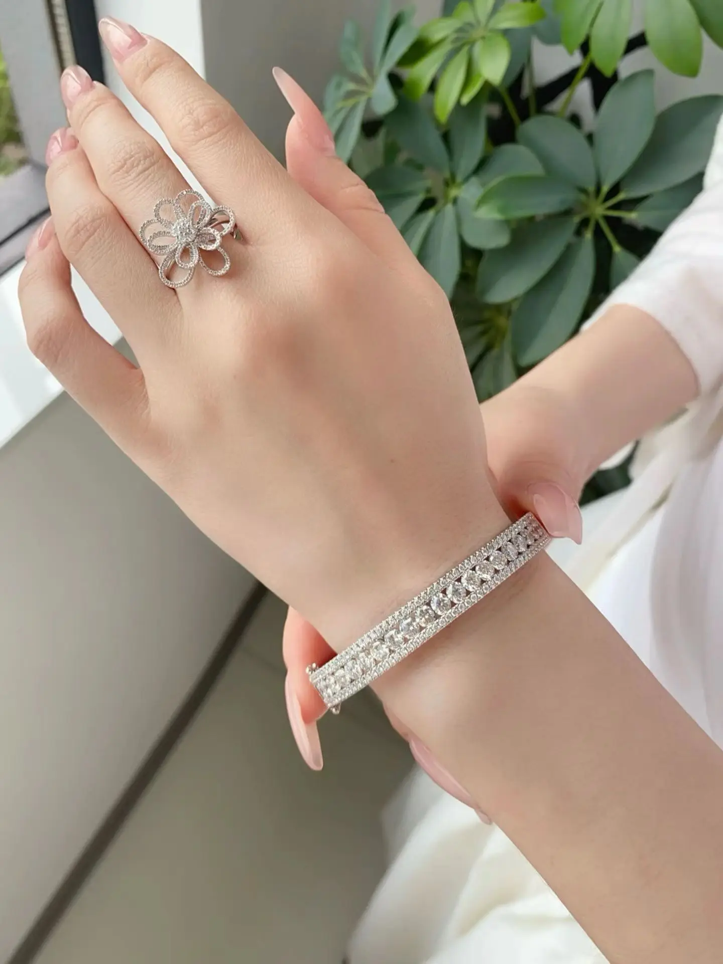 18K Gold Solid Genuine Gold Laboratory-Grown Diamond 5-Carat Full-Set Diamond Bracelet 925 Silver Inlaid Jewelry Customization