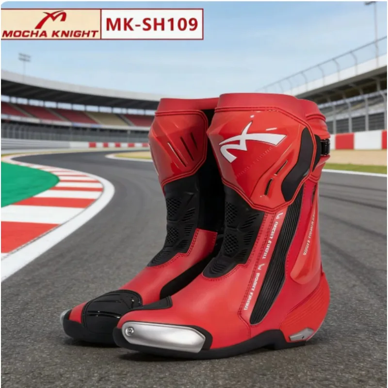 Hot Mocha Motorcycle Track Riding Boots CE Certification Professional Racing Botas BENKIA Waterproof Boots High Quality