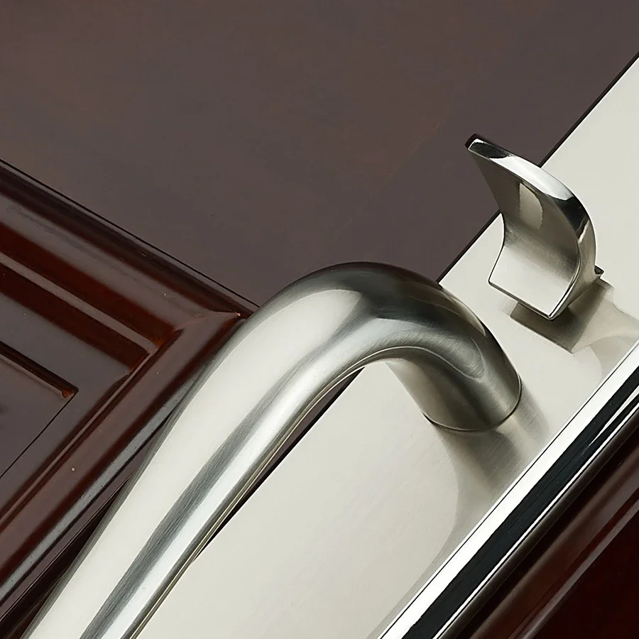 Nordic minimalist wooden front door lock, villa side lock, gold main door lock, conference room door lock