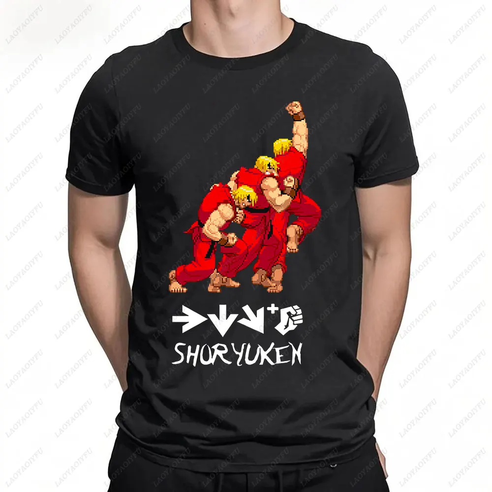 Camiseta Street Fighter para Hombre, Ropa Shoryuken, camisetas de manga corta con cuello redondo de estilo Vintage, camisas de regalo XS-3XL, Ropa para Hombre